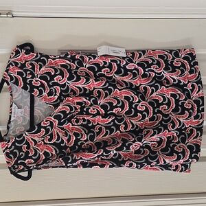 LIZ CLAIBORNE BRAND RED, WHITE AND BLACK SLEEVELESS SUMMER TANK TOP SIZE SMALL